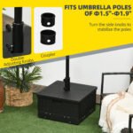 3-in-1 Outdoor Umbrella Base, Coffee End Table, Flower Box Planter, 175lbs Capacity Patio Umbrella Stand Table with Wheels and Handles - Image 5