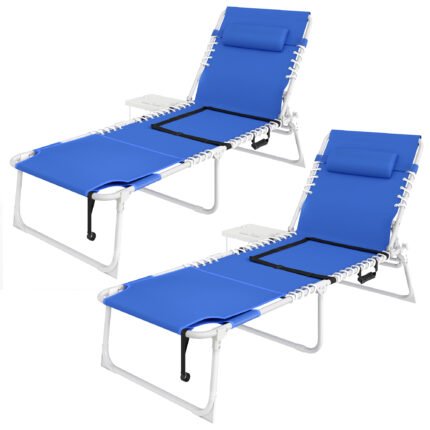 Tanning Chair Set of 2 with Face Hole and Side Table
