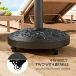 Round Patio Umbrella Base, 46 lbs Resin Umbrella Base with Wheels, Outdoor Umbrella Stand for 1.3"/1.5"/1.9" Umbrella Poles for Outdoor, Lawn, Poolside - Image 6