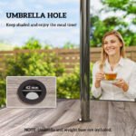 37" Square Outdoor Dining Table for 4, Patio Table with Umbrella Hole, Shelf, Faux Wood Top for Garden, Backyard, Gray - Image 7