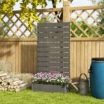 Trellis Planter for Climbing Plants, Raised Garden Bed with Trellis, Planter Box for Outdoor Garden, Dark Gray - Image 2