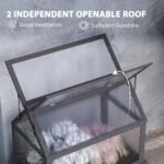 Raised Garden Flower Bed Kit with Greenhouse, Wooden Cold Frame Planter, 35.5" x 22.5" x 38.25", Gray - Image 7