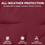 Chaise Lounge Cushion, 4" Thick Outdoor Lounge Chair Cushion with Ties for Patio, 21" x 72 ", Red - Image 5