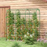 Metal Garden Trellis, Arch Trellis for Climbing Plants Outdoor, A-Frame, with Climbing Net, 17" x 72" x 72", Green - Image 2