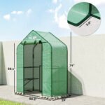 Greenhouse for Outdoors, Portable Greenhouse with 6 Shelves, UV-Resistant PE Cover, Roll-Up Door, Green - Image 3