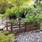 7' Garden Bridge with Pine Wood and Stained Finish for Backyard Ponds Creeks Streams Wood - Image 2