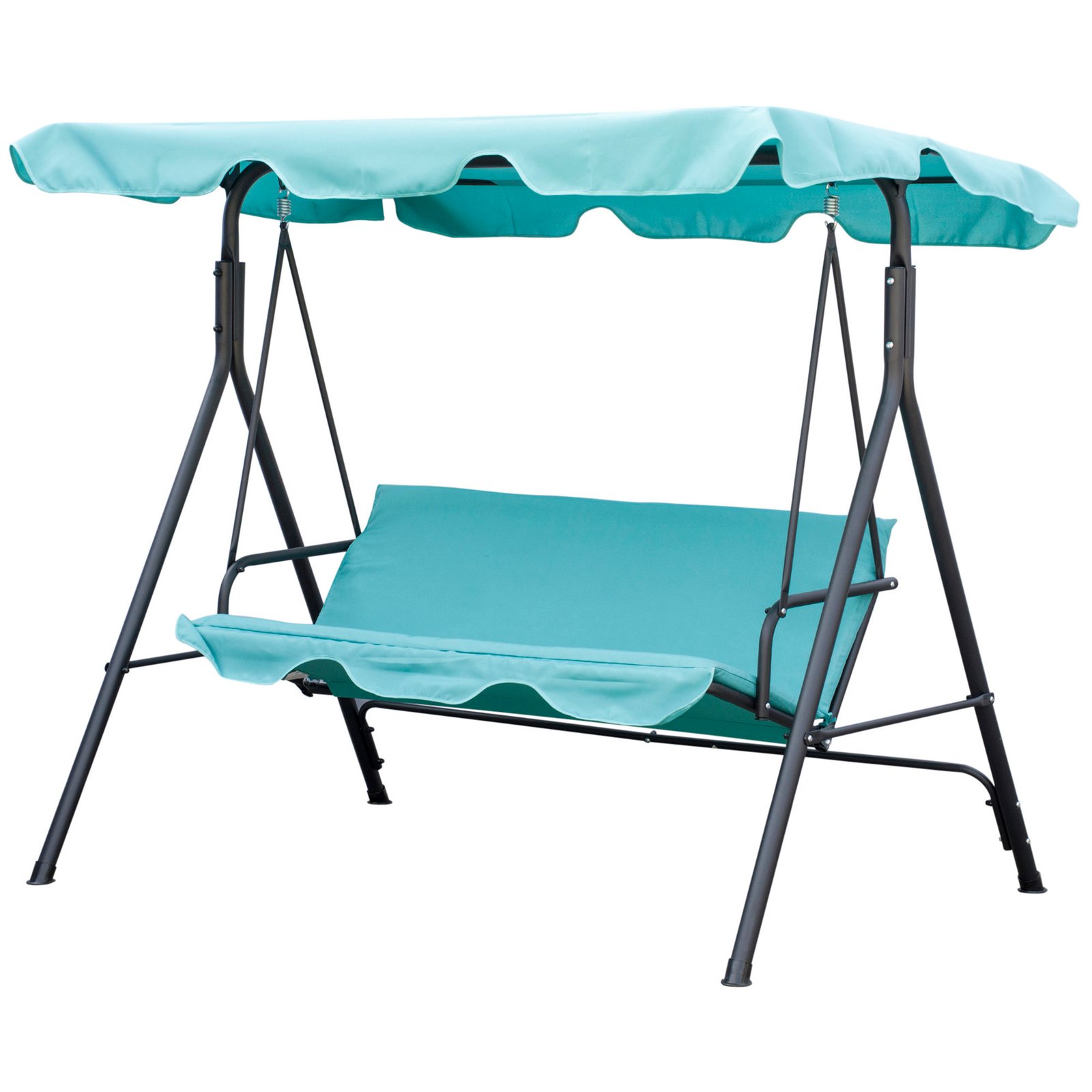 w2lccb1949467cea9.jpg 3-Seat Outdoor Patio Swing Chair with Removable Cushion, Steel Frame Stand and Adjustable Tilt Canopy for Patio, Garden, Poolside, Balcony, Backyard, Green - Image 1