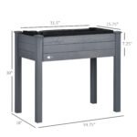 34" Raised Garden Bed, Elevated Wooden Planter Box with Holes for Vegetables, Herb, Flowers for Backyard, Dark Gray - Image 3