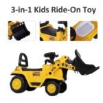 Kids No Power Ride-On Excavator with Manual Control Bucket, Yellow - Image 5