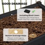 Raised Garden Bed, 47 x 22 x 31.5 in. Elevated Wood Planter Box with Storage Shelf, Drainage Holes, and Liner, Black - Image 5