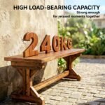 Rustic Outdoor Wooden Bench, Backless Garden Bench Patio Loveseat with X-Shape Base for Porch, Park, Carbonized - Image 5