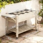 Raised Garden Bed Planter Box w/ 8 Grow Grids, Storage Shelf & Lockable Wheels - Image 3