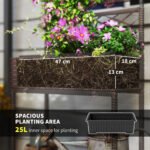 Outdoor Wicker Planter with Trellis for Climbing Plants, Freestanding Rattan Garden Box with Storage Shelf, Brown - Image 4