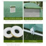 Steel Frame Walk-In Tunnel Greenhouse Garden Warm House Large Hot House Kit with Windows & Door, 19' x 10' x 7', Green - Image 6