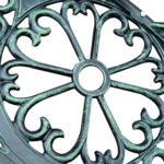 Outdoor Bench, Cast Aluminum Outdoor Furniture, Metal Bench with Floral Rose Accent & Antique Finish, Green - Image 8
