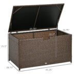113 Gallon Outdoor Storage Box, Rattan Deck Box for Indoor, Patio Furniture Cushions, Pool Garden Tools, Brown - Image 3