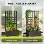 Galvanized Raised Garden Bed Planter Box with Trellis for Climbing Plants, Vegetable, Vines, 24" x 9" x 44.5", Black - Image 5