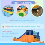 7 in 1 Water Slide w/ Slide Pool Climbing Wall Water Cannon Basketball Hoop Boxing Post Football Stand for 3-8 Years - Image 7