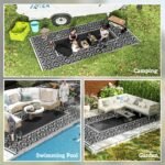Reversible Outdoor Rug, Waterproof Plastic Straw with Carry Bag, 9' x 18', Black & White Gourd Border - Image 5