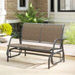 2-Person Outdoor Glider Bench, Patio Double Swing Rocking Chair Loveseat with Steel Frame, Light Mixed Brown - Image 8