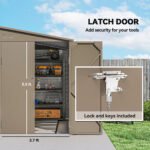 4.6' x 9' Outdoor Storage Shed, Lean to Metal Shed with Foundation Kit, Lockable Doors and Gloves for Patio, Lawn, Brown - Image 7