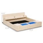 Kids Wooden Sandbox w/ Two Plastic Boxes Foldable Bench Seat Waterproof Cover Bottom Liner Storage Space - Image 3