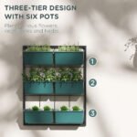 3-Tier Hanging Planter with 6 Pots for Indoor and Outdoor Use, Wall Planter, Self Draining & Wall Mounted, Green - Image 5