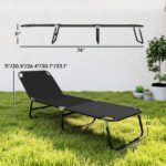 Folding Chaise Lounge Pool Chairs, Outdoor Sun Tanning Chairs with 5-Level Reclining Back, Steel Frame for Beach, Yard, Patio, Black - Image 3