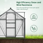 6' x 4' Greenhouse for Outdoors, Polycarbonate Greenhouse with Rain Gutter and Roof Vent, Aluminum Walk-in Green Houses for Outside for Patio Backyard Garden, Dark Green - Image 5