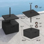 Patio Umbrella Base with Table Tray, Heavy Duty Weighted Umbrella Stand，Wheels Handles, 176lbs，Stand Filling - Image 3