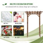 79in Wooden Garden Arbor Arch Trellis with Classic Countryside Style, Pergola Style Roof for Climbing Vines for Ceremony Party Weddings - Image 6