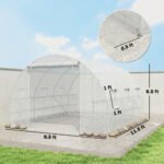 10'x11'x6' Walk-in Tunnel Greenhouse with Shelves, Mesh Door and Windows, Hoop House Greenhouse with PE Cover, White - Image 3