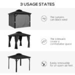 10' x 10' Hardtop Gazebo, Pavilion Gazebo with Curtains, Nettings, Aluminum Frame, Hooks, for Garden, Patio - Image 8