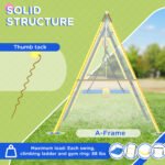 Metal Swing Set for Backyard 5 in 1 Design Holds up to 440 lbs. for Ages 3-8, Yellow - Image 4