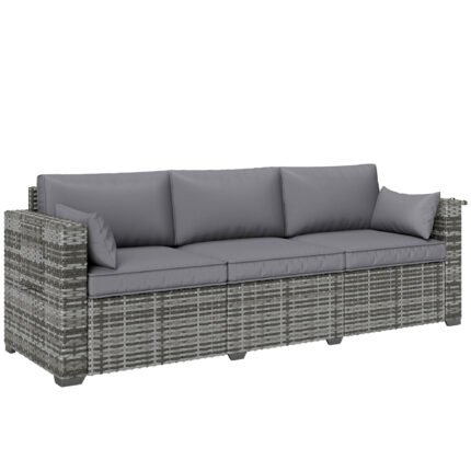 3 Seater Wicker Sofa with Side Trays