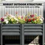 Raised Garden Bed Galvanized Steel, Elevated Planter Box with Storage Shelf, Bed Liner, 31.5" High, Dark Gray - Image 5