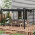 10' x 13' Retractable Pergola Canopy, Aluminum Pergola Sun Shade Shelter for Garden, Patio, Backyard, Deck - Image 2