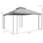 10x12 Gazebo with Shelves, Double Roof, and Netting for Outdoor Use, Perfect for Family Gatherings, Gray - Image 3