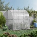 7' x 4' x 7' Outdoor Lean to Greenhouse, Walk-In Green House Plant Nursery with Roll-up Window, PE Cover, White - Image 2