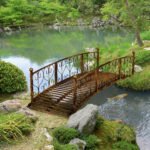 7' Metal Arch Garden Bridge Arc Footbridge with Side Railings Decorative Scrollwork, Bronze - Image 7