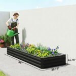 95" x 36" x 12" Galvanized Raised Garden Bed, Easy DIY and Cleaning for Growing Flowers, Herbs, Succulents, Black - Image 3