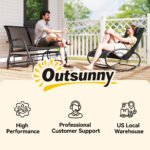 2-Person Outdoor Glider Bench, Patio Double Swing Rocking Chair Loveseat w/Powder Coated Steel Frame for Backyard Garden Porch, Black - Image 8