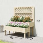 2-Tier Raised Garden Bed with Trellis, Elevated Planter Box for Climbing Plants, Natural - Image 3
