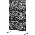 Decorative Privacy Fence Screen, Metal Outdoor Privacy Screen Climbing Plant Trellis with Stand, Bamboo Black