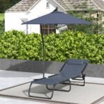 Folding Chaise Lounge Pool Chair with 4-Position Reclining Back, Breathable Mesh & Bungee Seat, Gray - Image 7