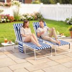Tanning Chair Set of 2 with Face Hole and Side Table - Image 2