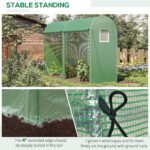 10' x 3' x 7' Walk-in Lean-to Greenhouse, Steel, 4 Zipper Roll-up Windows & 2 Doors, UV Protecting PE Cover for Growing Flowers, Vegetables, Tropical Plants, Saplings, Succulents, Green - Image 5