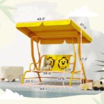 Kids Patio Swing Chair with Adjustable Canopy, Safety Belt for Patio, Garden, Poolside, Balcony, Yellow - Image 3