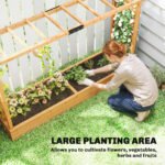 Wooden Planter Box with Trellis, Hanging Roof and Drainage Holes for Climbing Plants, Vegetables, Herbs and Flowers - Image 4