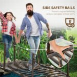 6' Metal Arch Backyard Garden Bridge, Safety Siderails, Arc Footbridge for Backyard Creek, Stream, Pond, Bronze - Image 4